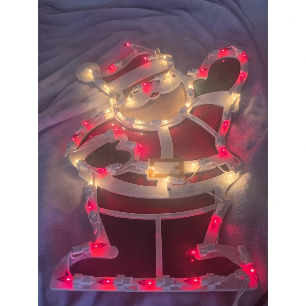 Impact Plastics Santa Claus Window Light Sculpture Waving 18x13 Christmas Decor